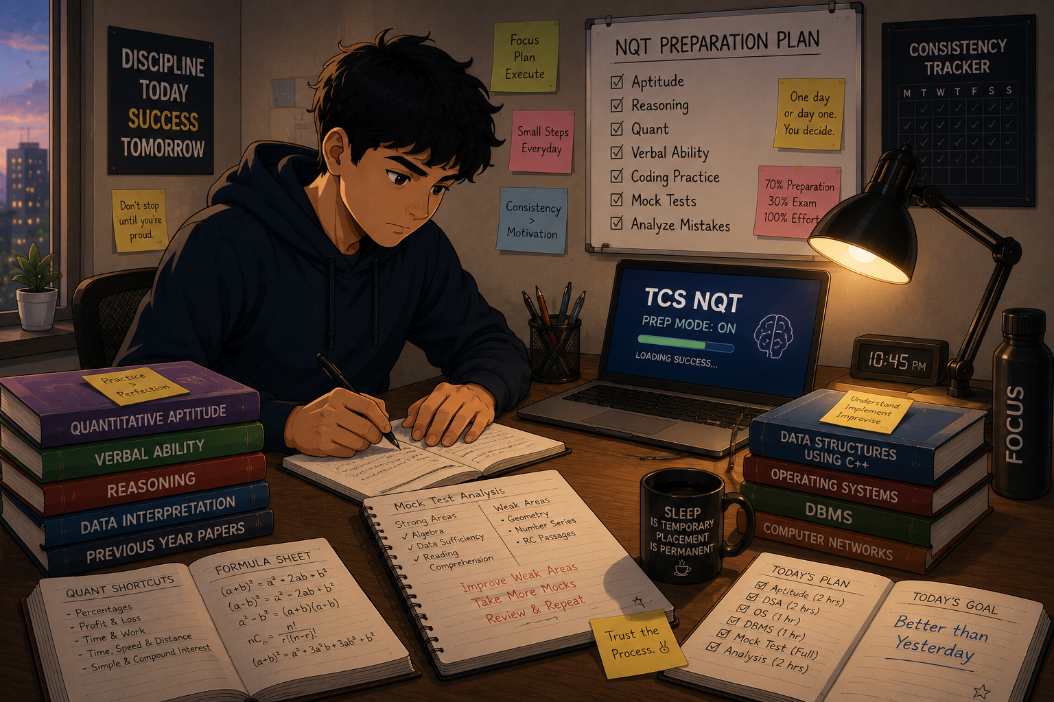 Student preparing for TCS NQT